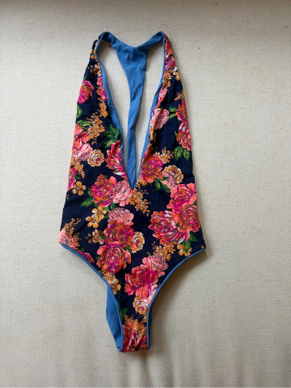 Maaji Navy Floral Reversible One-Piece Swimsuit